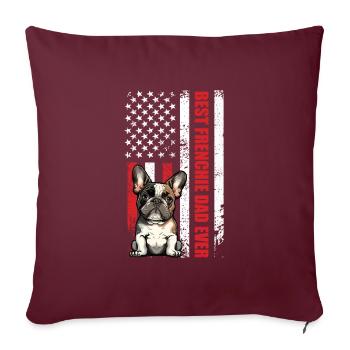 Bouledogue français Meilleur papa Frenchie - Housse de coussin décorative 45 x 45 cm - bordeaux - Devant