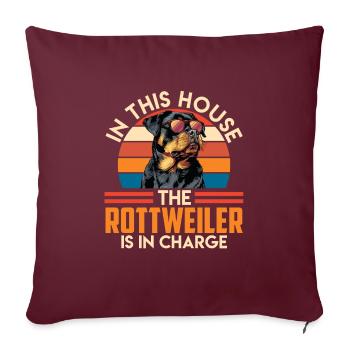 Propriétaire de Rottie DANS CETTE MAISON LE ROTTWEILER - Housse de coussin décorative 45 x 45 cm - bordeaux - Devant