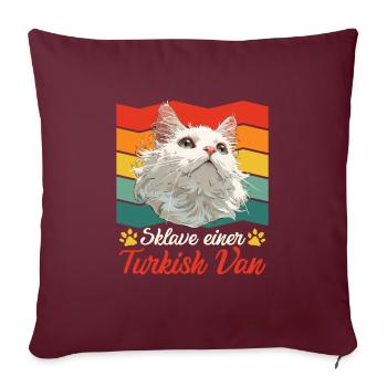 Propriétaire de chat ESCLAVE D’UN VAN TURC Vintage - Housse de coussin décorative 45 x 45 cm - bordeaux - Devant