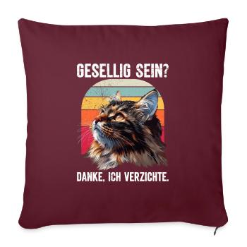 Maine Coon Cat ÊTRE SOCIABLE ? MERCI. DÉROGATIONS - Housse de coussin décorative 45 x 45 cm - bordeaux - Devant