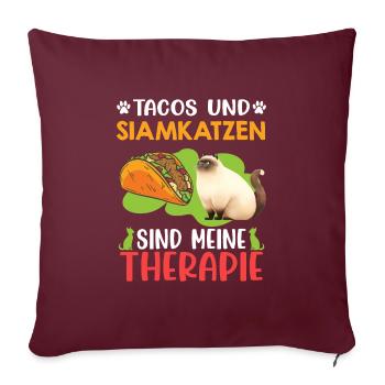 LES TACOS ET LES CHATS SIAMOIS SONT MA THÉRAPIE Plaisir - Housse de coussin décorative 45 x 45 cm - bordeaux - Devant