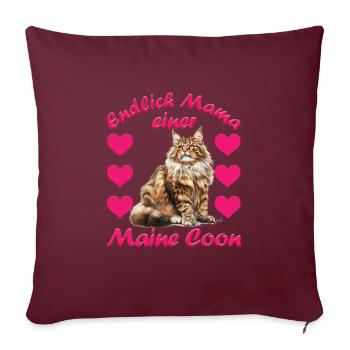 Maine Coon ENFIN MAMAN D’UN MAINE COON Drôle - Housse de coussin décorative 45 x 45 cm - bordeaux - Devant