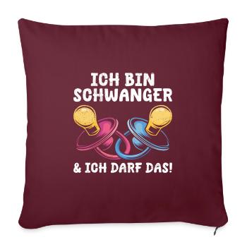Future maman JE SUIS ENCEINTE, J’AI LE DROIT DE LE FAIRE ! Drôle - Housse de coussin décorative 45 x 45 cm - bordeaux - Devant