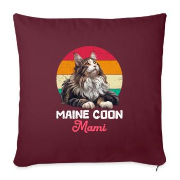 MAINE COON MOM Maine Coon Maman Chat Maman - Housse de coussin décorative 45 x 45 cm - bordeaux - Devant