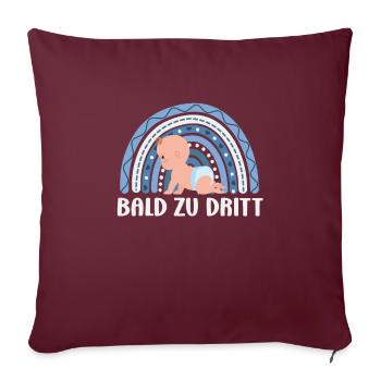 Annonce de grossesse Naissance BIENTÔT DANS TROIS - Housse de coussin décorative 45 x 45 cm - bordeaux - Devant