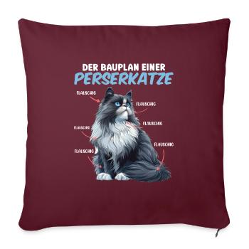 Perserkatzen DER BAUPLAN EINER PERSERKATZE - Sofakissenbezug 45 x 45 cm - Burgunderrot - Vorne