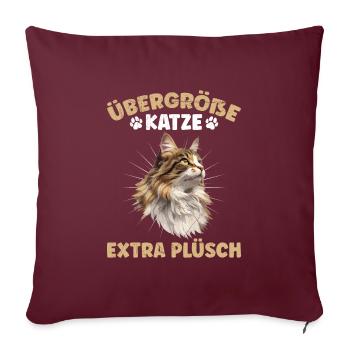 Maine Coon PLUS TAILLE CHAT EXTRA Peluche Drôle - Housse de coussin décorative 45 x 45 cm - bordeaux - Devant