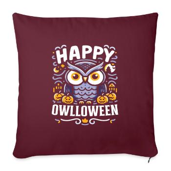 Halloween Kostüm Kinder HAPPY OWLLOWEEN Lustiges - Sofakissenbezug 45 x 45 cm - Burgunderrot - Vorne