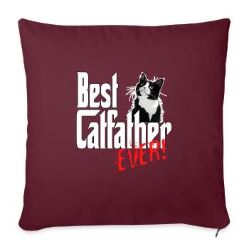 Chat Papa Meilleur Catfather Jamais Fou Chat Père Kitty - Housse de coussin décorative 45 x 45 cm - bordeaux - Devant