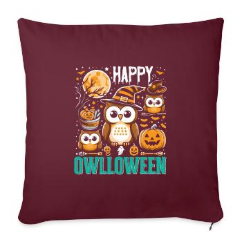 Halloween Kostüm Kinder HAPPY OWLLOWEEN Lustiges - Sofakissenbezug 45 x 45 cm - Burgunderrot - Vorne