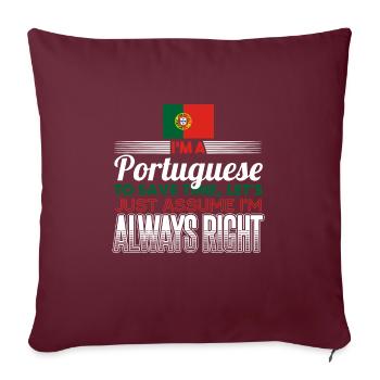 Portugal - Housse de coussin décorative 45 x 45 cm - bordeaux - Devant