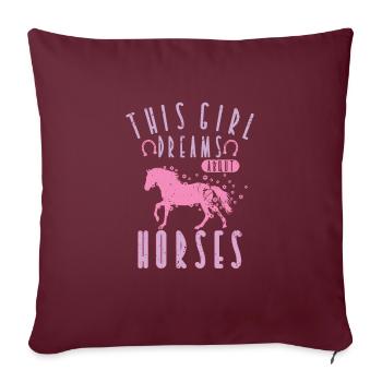 Cheval rose pour les filles - Housse de coussin décorative 45 x 45 cm - bordeaux - Devant