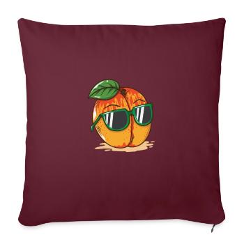 Pfirsich (Aprikose) mit Sonnenbrille - Sofakissenbezug 45 x 45 cm - Burgunderrot - Vorne