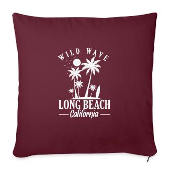 Wild Wave long Beach Californie surf - Housse de coussin décorative 45 x 45 cm - bordeaux - Devant