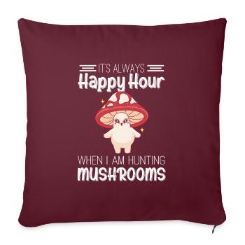 Cueilleurs de champignons et amis champignons - Housse de coussin décorative 45 x 45 cm - bordeaux - Devant
