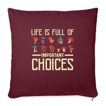 Cueilleurs de champignons et amis champignons - Housse de coussin décorative 45 x 45 cm - bordeaux - Devant