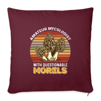 Cueilleurs de champignons et amis champignons - Housse de coussin décorative 45 x 45 cm - bordeaux - Devant