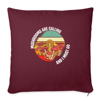 Cueilleurs de champignons et amis champignons - Housse de coussin décorative 45 x 45 cm - bordeaux - Devant