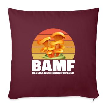 Cueilleurs de champignons et amis champignons - Housse de coussin décorative 45 x 45 cm - bordeaux - Devant