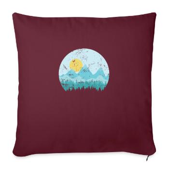 Montagnes avec paysage enneigé et forêts - Housse de coussin décorative 45 x 45 cm - bordeaux - Devant