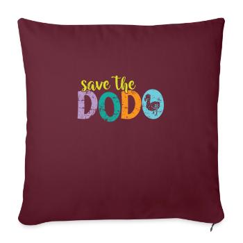 Sauvez l’oiseau Dodo de l’île Maurice - Housse de coussin décorative 45 x 45 cm - bordeaux - Devant