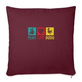 Peace Love Dodo Bird de l’île Maurice - Housse de coussin décorative 45 x 45 cm - bordeaux - Devant