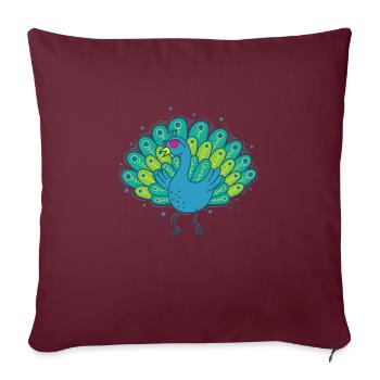paon frais avec lunettes de soleil plumes d’oiseaux - Housse de coussin décorative 45 x 45 cm - bordeaux - Devant