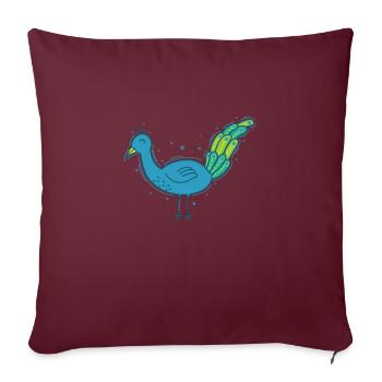 Pfau Tier bunt Vogel Federn - Sofakissenbezug 45 x 45 cm - Burgunderrot - Vorne