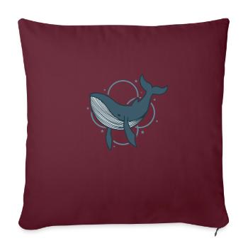 mignon baleine bleue eau de l’océan - Housse de coussin décorative 45 x 45 cm - bordeaux - Devant