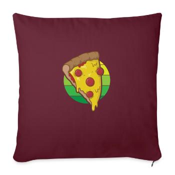 Pizza au salami, à l’italienne et au fromage - Housse de coussin décorative 45 x 45 cm - bordeaux - Devant