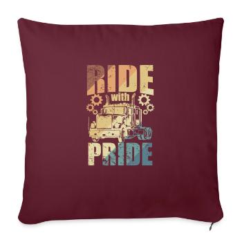 Roulez avec le chauffeur de camion Pride sur de longues distances - Housse de coussin décorative 45 x 45 cm - bordeaux - Devant