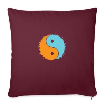 Symbole Orange, Bleu, Yin et Yang - Housse de coussin décorative 45 x 45 cm - bordeaux - Devant