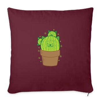 Cactus chat dans une plante en pot - Housse de coussin décorative 45 x 45 cm - bordeaux - Devant
