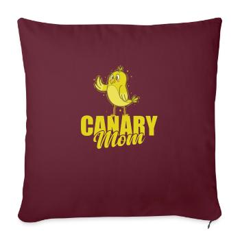 Maman oiseau canari - Housse de coussin décorative 45 x 45 cm - bordeaux - Devant
