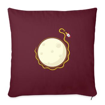 Une fusée tourne autour de la lune - Housse de coussin décorative 45 x 45 cm - bordeaux - Devant