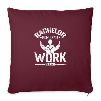 Bachelor of Social Work (B.S.W.) - Sofakissenbezug 45 x 45 cm - Burgunderrot - Vorne