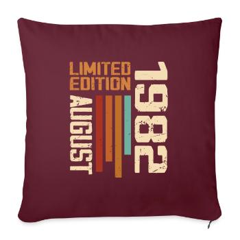 Aout 1982 Cadeau Anniversaire Août 1982 August - Housse de coussin décorative 45 x 45 cm - bordeaux - Devant