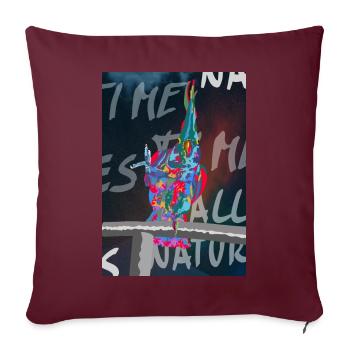 Image d’art du perroquet cacatoès - Housse de coussin décorative 45 x 45 cm - bordeaux - Devant