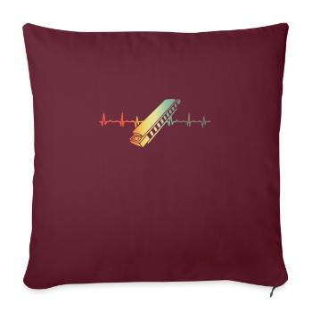 Vintage Mundharmonika Geschenk fuer Musikanten - Sofakissenbezug 45 x 45 cm - Burgunderrot - Vorne