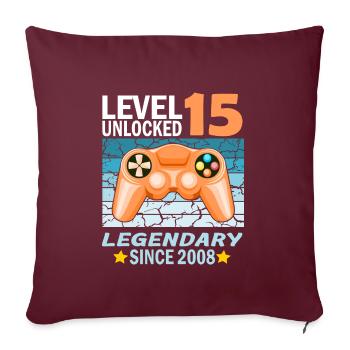15. Geburtstag Gamer zocken Geburtstjahr 2008 - Sofakissenbezug 45 x 45 cm - Burgunderrot - Vorne