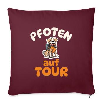 Pfoten auf Tour - Wandern - Hunde - Sofakissenbezug 45 x 45 cm - Burgunderrot - Vorne