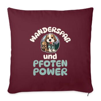 Wanderspaß und Pfotenpower - Wandern - Hunde - Sofakissenbezug 45 x 45 cm - Burgunderrot - Vorne