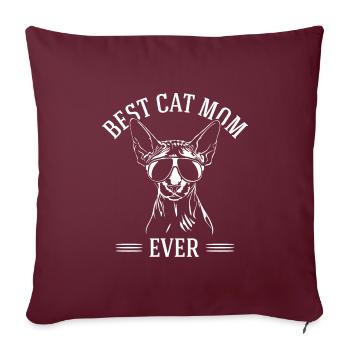 Meilleure maman chat de tous les temps Sphynx chat chats Wilsigns - Housse de coussin décorative 45 x 45 cm - bordeaux - Devant