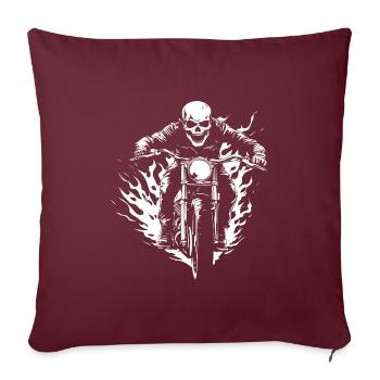 Biker Skull Cadeau Moto - Housse de coussin décorative 45 x 45 cm - bordeaux - Devant