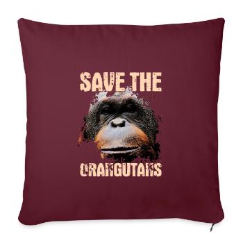 Protège les orangs-outans - Housse de coussin décorative 45 x 45 cm - bordeaux - Devant