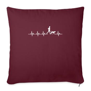 Canicross Heartbeat - Housse de coussin décorative 45 x 45 cm - bordeaux - Devant