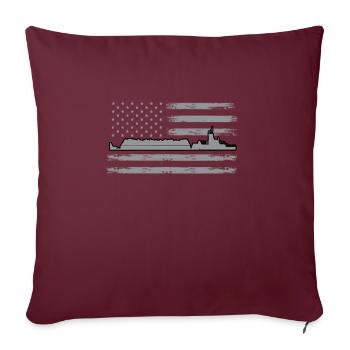 Barge des États-Unis - Housse de coussin décorative 45 x 45 cm - bordeaux - Devant