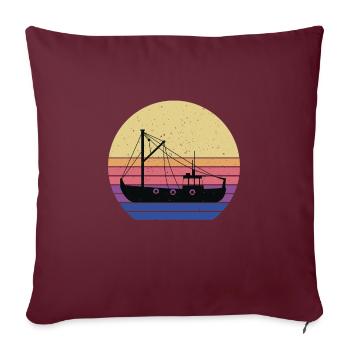 Cutter de pêche Retro Design - Housse de coussin décorative 45 x 45 cm - bordeaux - Devant