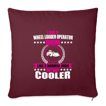 Chargeuse sur pneus Mama - Housse de coussin décorative 45 x 45 cm - bordeaux - Devant