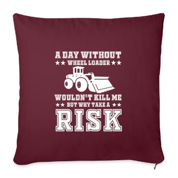 Grande tenue de chargeuse sur pneus - Housse de coussin décorative 45 x 45 cm - bordeaux - Devant